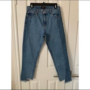 Frank & Oak Cropped High-Waisted Jeans w Raw Hem